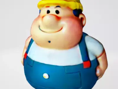 FAT FACTORY WORKER  Free low-poly 3D model