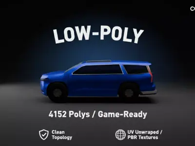 Jeep Land Cruiser Low-Poly Game-ready Low-poly 3D model