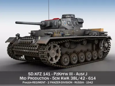 PzKpfw III - Panzer 3 - Ausf J - 614 3D model