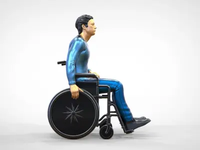 N2 Disabled man on wheelchair 3D print model