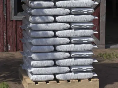 Stack of Bags with Bulk Material on Pallet 3D model