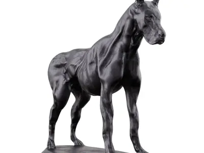 Black Doberman Dog Statue Low-poly 3D model