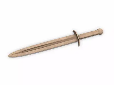 Wooden Practice Sword Low-poly PBR Free low-poly 3D model