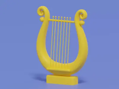 Cartoon Golden Harp 3D model purchase