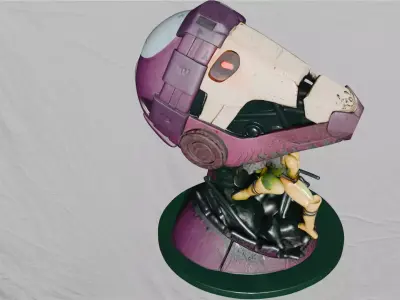 Sci-Fi Mech Bust Statue 3D Printable Model with PBR Textures 3D print model