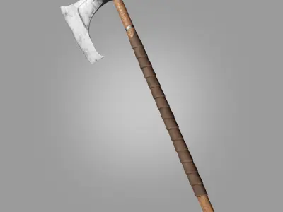 Stylized Weapon Axe lowpoly PBR model ready game Free low-poly 3D model