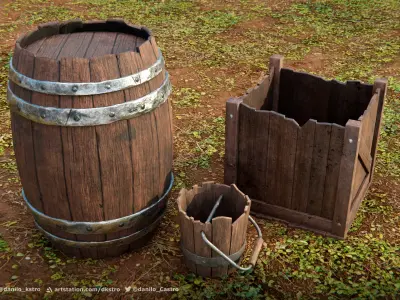 Package With Rustic Models - 2k Textures - Low Poly Low-poly 3D model