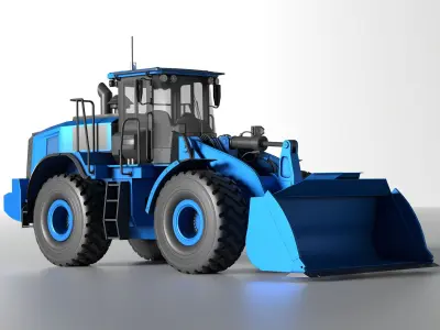 Wheel Loader blue Low-poly 3D model
