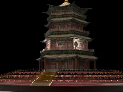 Chinese ancient  tower  3D model