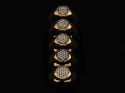 Dainty Diamond Cluster Signet Ring Mix Size 3D print model