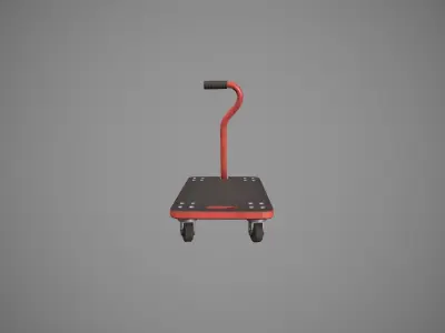 Transport Trolley - Red Low-poly 3D model