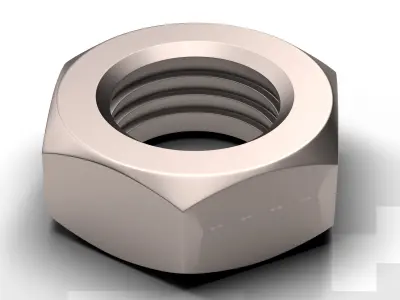 Hex Thin Nut Low-poly 3D model
