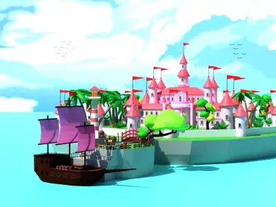 Sea Castle Environment 3D model