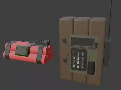 Dynamite and C4 Low-poly 3D model