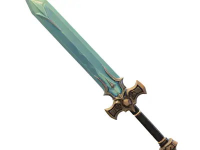 crystal sword game reader Low-poly 3D model