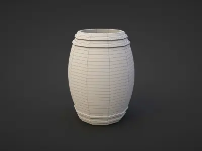 A low-poly Game ready Barrel 3D Model two wooden barrels Low-poly 3D model