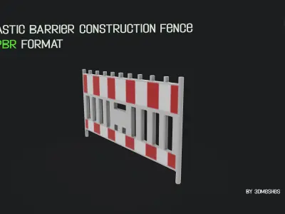Plastic Barrier Construction Fence Low-poly 3D model