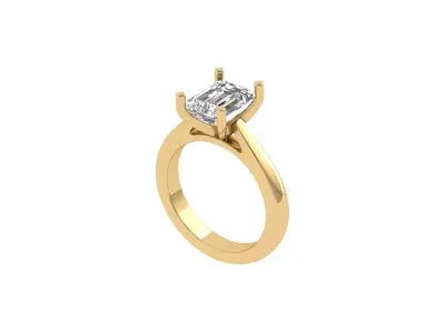 Emerald Solitaire Ring 3D print model 34