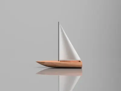 Minimalist Wood Boat 3D model