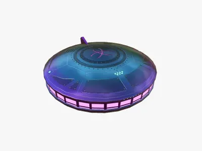 Alien Spaceship UFO A04 Purple Blue - Sci Fi Spacecraft Design Low-poly 3D model