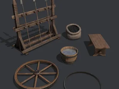 Medieval Blacksmith Furnishings  3D Model Pack