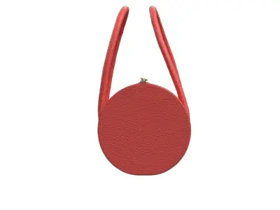 Red Leather Barrel Bag 3D model