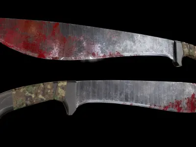 Machete PBR two knives Low-poly 3D model