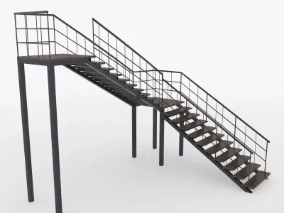 Metal L Stair Low-poly 3D model