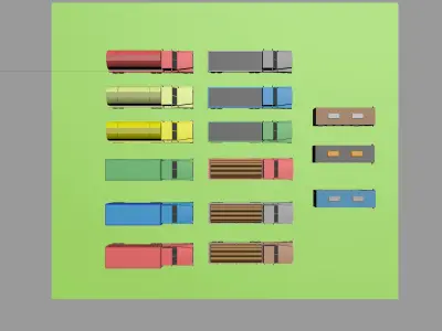 Low Poly Vehicles trucks and trailers Low-poly 3D model