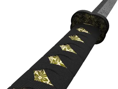 Damascus Katana Low-poly 3D model