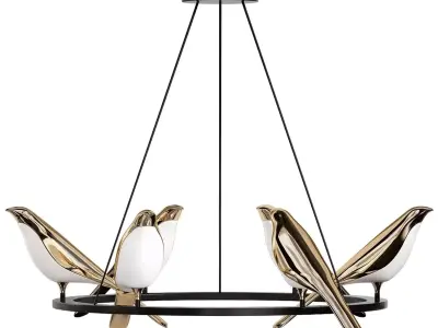 Italian Designer Bird Lamp Led handelier Light 3D model