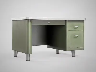 Retro Office Table - Vintage Office Desk Gameready AAA Low-poly 3D model