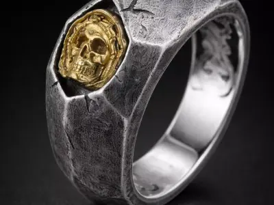 Brutalist Skull Ring for Men 3D print model