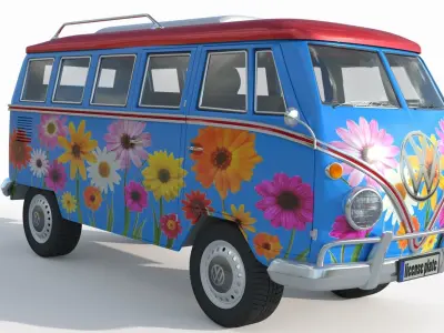  Volkswagen 1974 T1 Transporter 3D model
