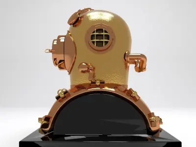 Antique Brass Divers Helmet 3D model