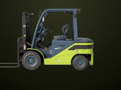 Forklift Truck03 Green All PBR Unity UE Textures Low-poly 3D model