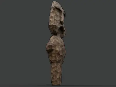Carved Slavic Wooden Medieval Settlement Totem Statue Free low-poly 3D model