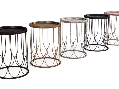 Metallic Side Table Collection - Antique Look 3D model