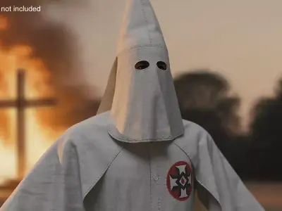 Character Ku Klux Klan in White Robe and Mask 3D model