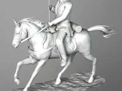 RIDER statue of man riding horse 3D model