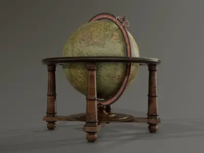 Antique world globe Low-poly 3D model