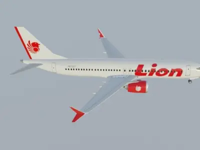 Lion Air Boeing 737 max 8 3D model with cockpit Low-poly 3D model