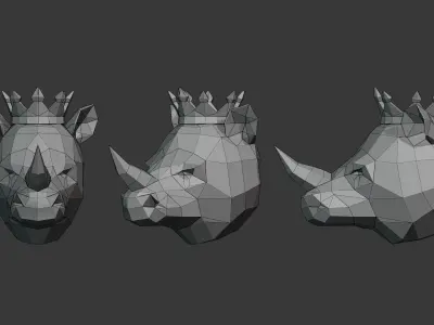 Rhino Head Crown Low-poly 3D model