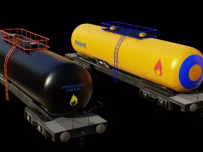 TWO Realistic wagon model 3D optimized UE4 textures 4K Low-poly 3D model