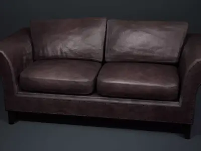 Leather couch  Low-poly 3D model