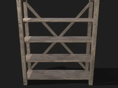 Pottery Shelf Wide Low-poly 3D model