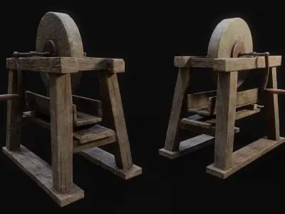 Medieval Grindstone Game Ready Low-poly 3D model