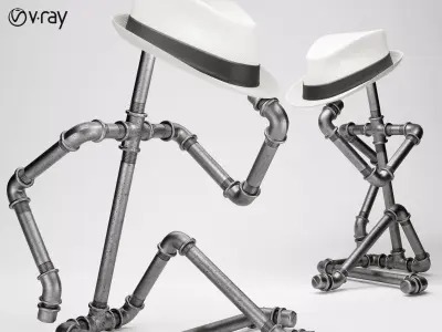 Table lamp made of pipes 3D model