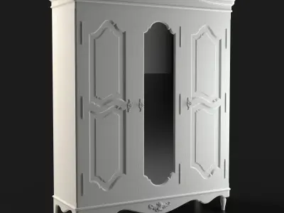 Antique-Style Three-Door Armoire 3D model