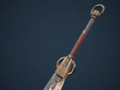 Fantasy Barbarian Sword PBR Low-poly 3D model
